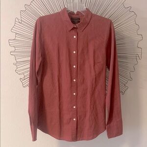 J Crew Button Down Women’s Linen and Cotton Shirt NWT Cinnamon Red Size 10T